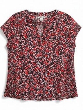 Liz Claiborne Red and Navy Sheer Tie-Back Blouse